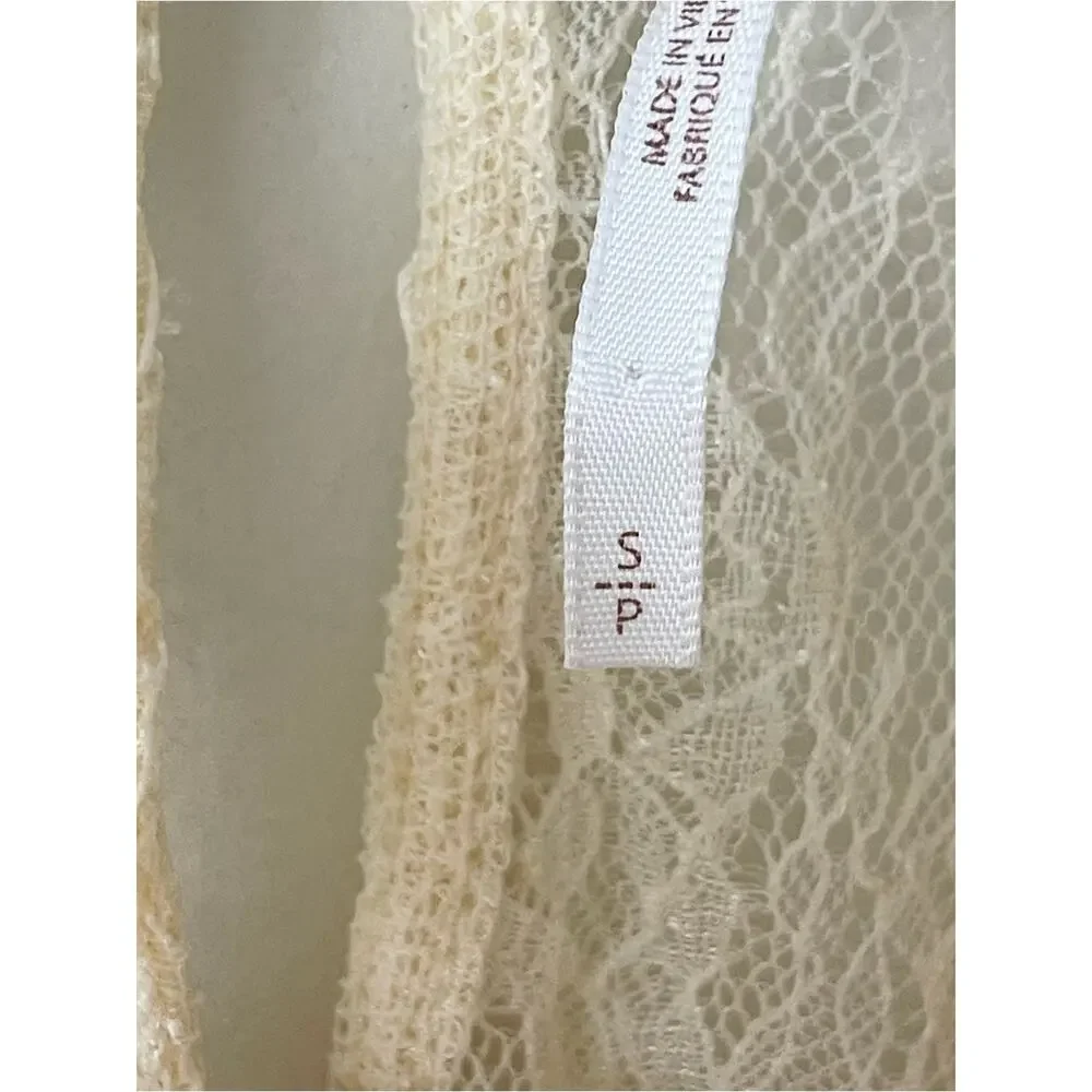 Free People Secret Admirer Lace Blouse Puff Sleeve Too Women’s size S cream